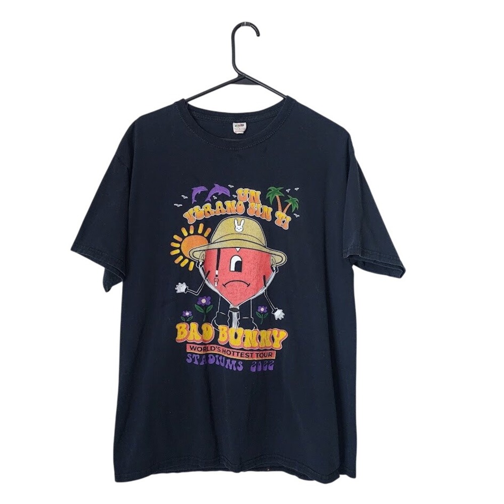 Bad Bunny World's Hottest Tour T-Shirt Un Verano Sin Ti Concert Merch Black